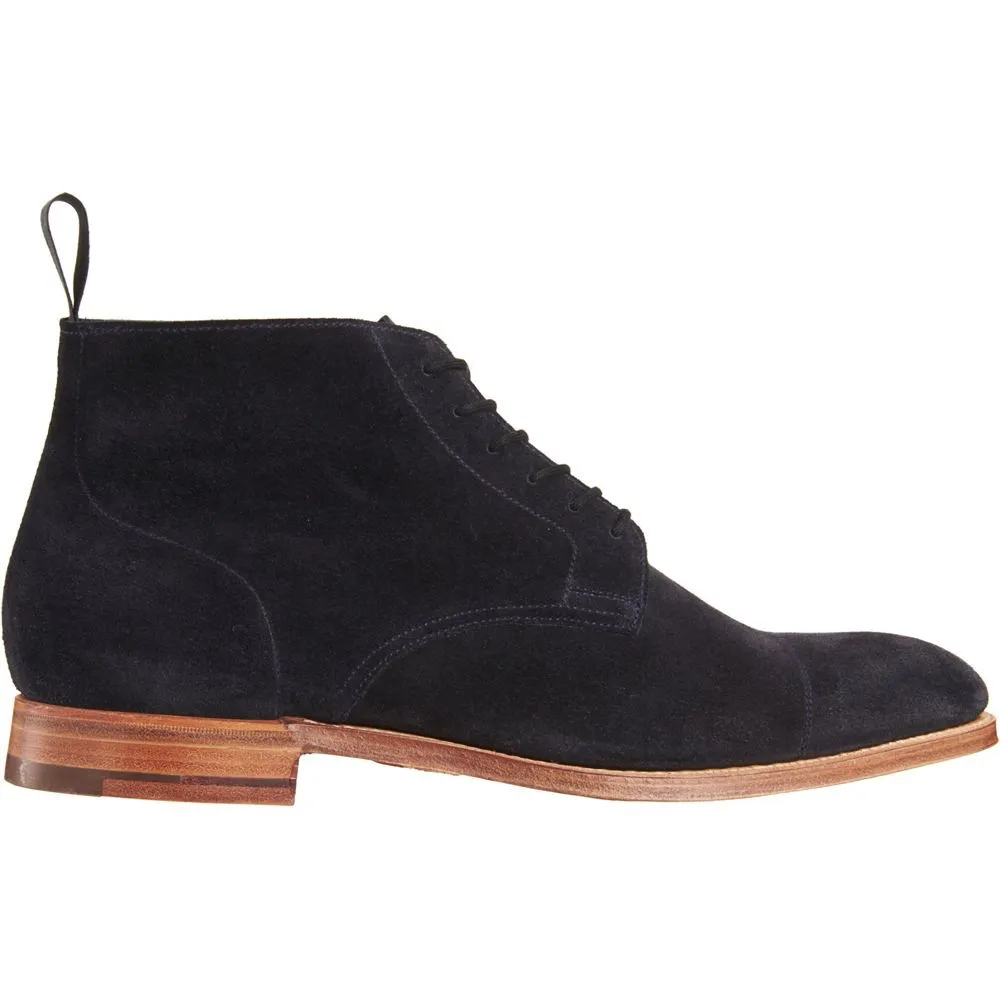 Handmade Cap Toe Black Suede Oxford Lace-Up Boots