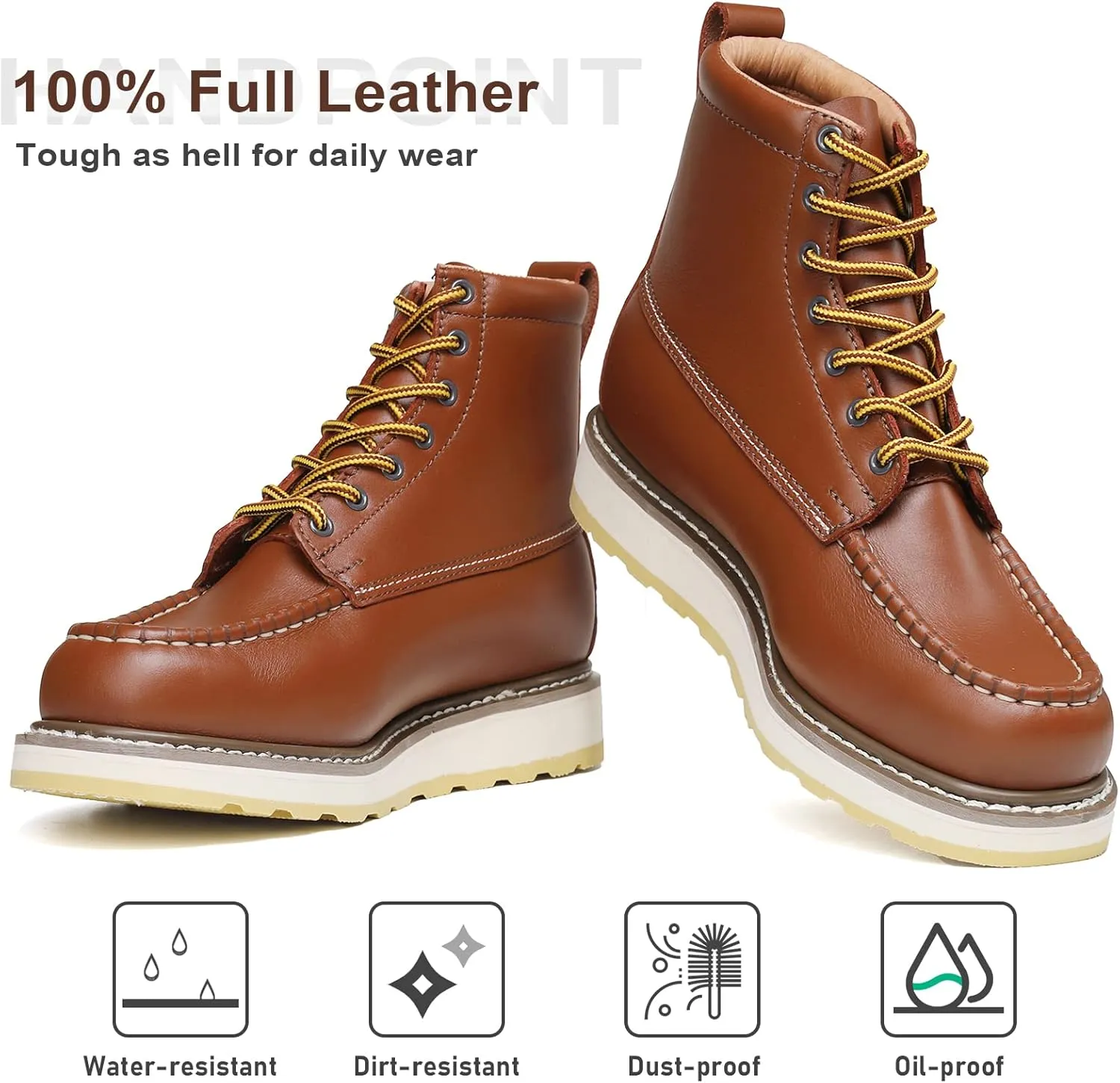 HANDPOINT Men's 6-Inch Classic SureTrack Soft Toe Leather Slip Resistant Durable Breathable Work Boot 84994