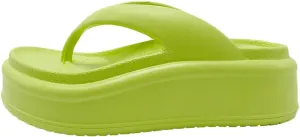 Harssidanzar Womens EVA Platform Flip Flops, Thick Sole Trendy Thong Sandals for Beach & Daily Wear HL220US