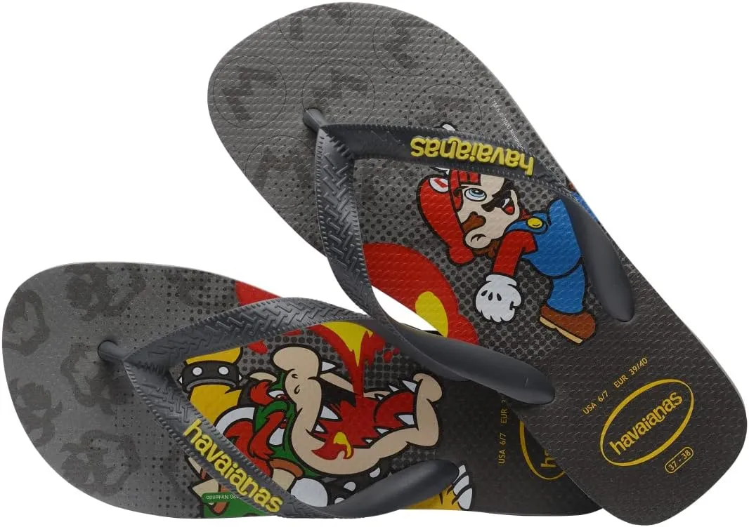 Havaianas Unisex-Child Mario Bros Sandal White/Black Flip Flop