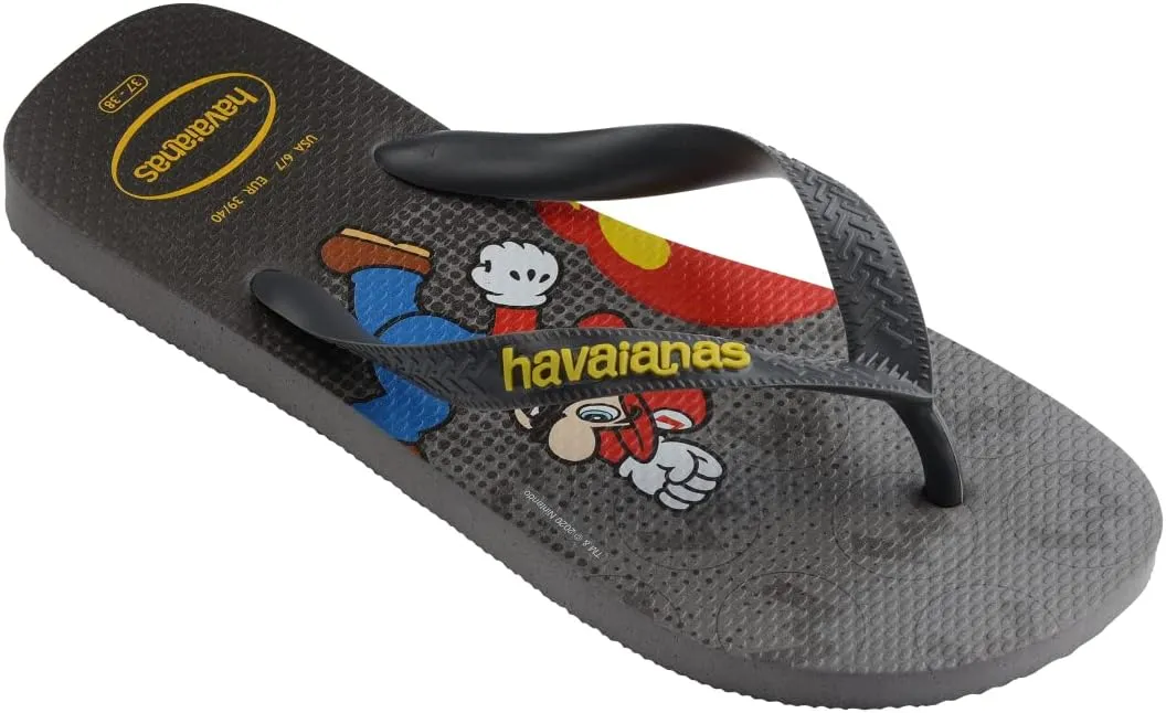 Havaianas Unisex-Child Mario Bros Sandal White/Black Flip Flop