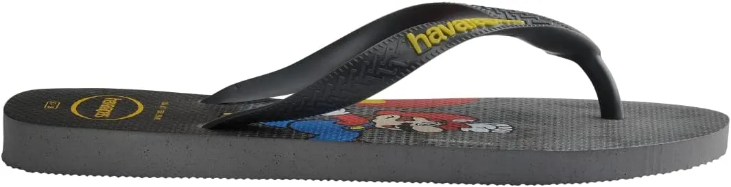 Havaianas Unisex-Child Mario Bros Sandal White/Black Flip Flop