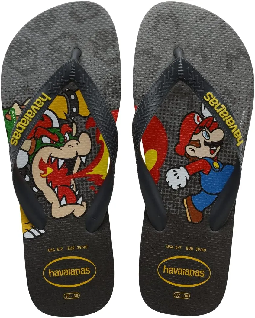 Havaianas Unisex-Child Mario Bros Sandal White/Black Flip Flop