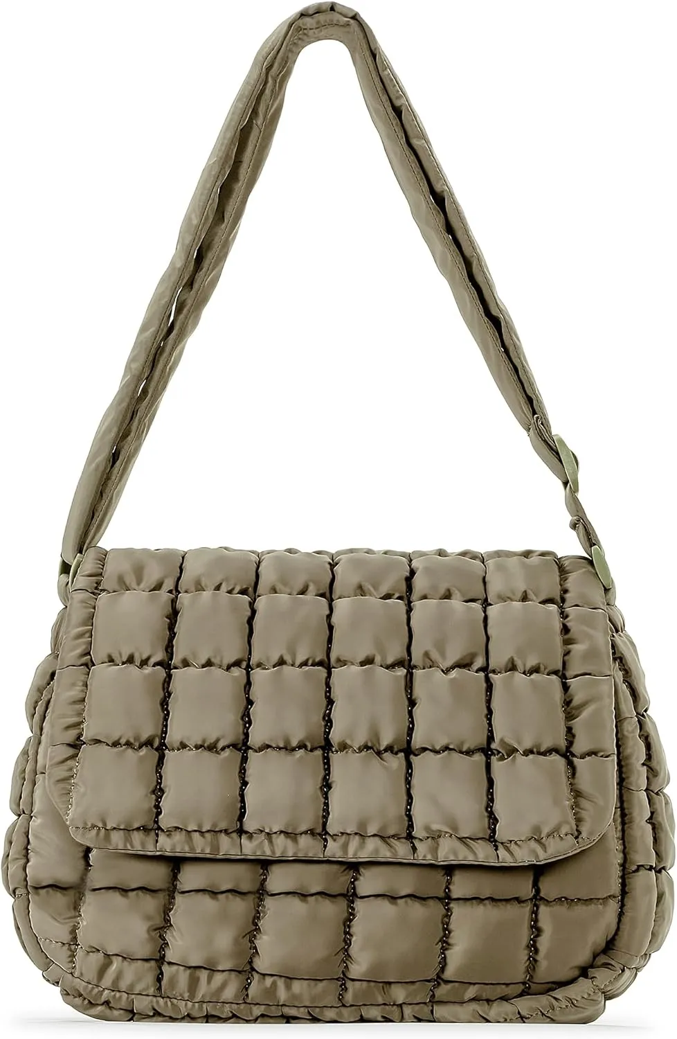 Herald Quilted Puffer Crossbody Bag for Women, Soft Lightweight Nylon Padding Bubble Flip Top Shoulder Purse Handbag