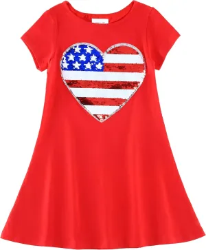 HH Family Girls 4th of July Dress Patriotic American Flag Outfit Kids Clothing