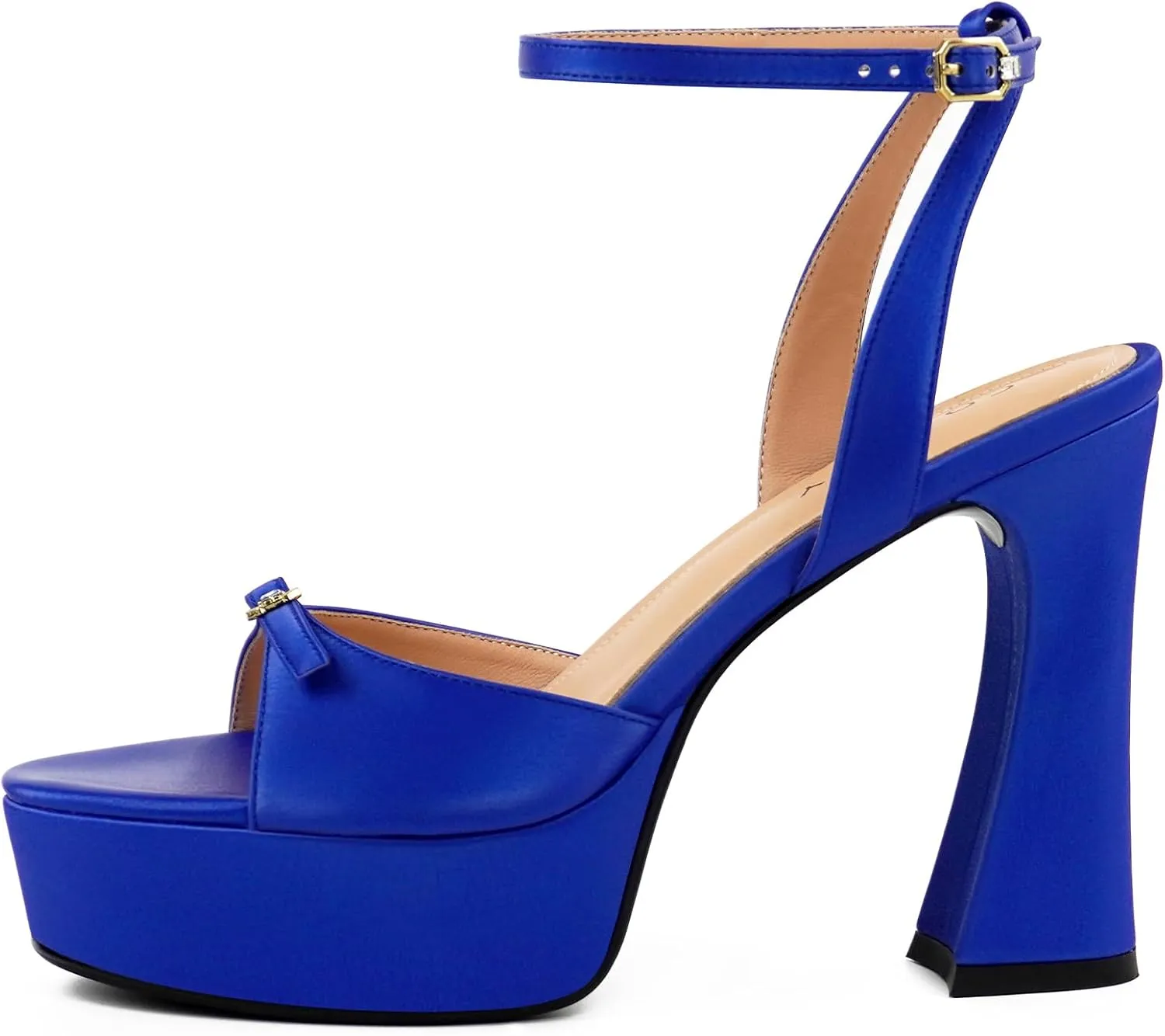 High Heel Chunky Platform Heel Sandals for Women with Two Straps, Chunky Heels Strappy Heels Platform Sandals Women, Womens Chunky Block Heels Open Toe Sandals Wedding Prom