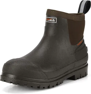 HISEA Men's Chelsea Rain Boots, Rubber Ankle Short Boots for Men Waterproof, Durable Insulated Mud Booties for Outdoor Garden Work