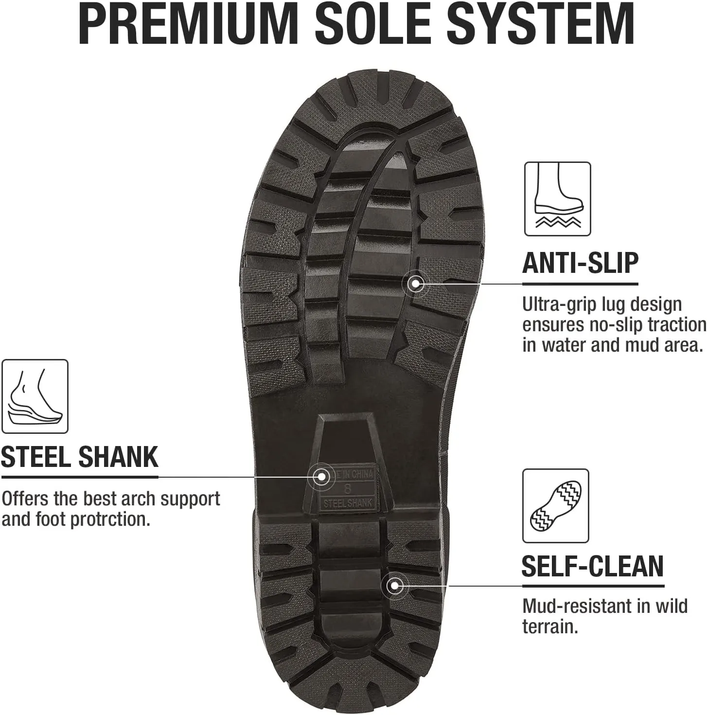 HISEA Men's Chelsea Rain Boots, Rubber Ankle Short Boots for Men Waterproof, Durable Insulated Mud Booties for Outdoor Garden Work