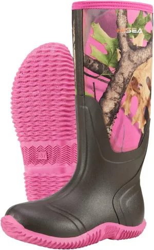 HISEA Women's Rain Boots, Knee High Rubber Boots Waterproof Insulated Neoprene Muck Boots, Durable Anti-Slip Outdoor Work Boots for Hunting Gardening Farming Yard Mud Working