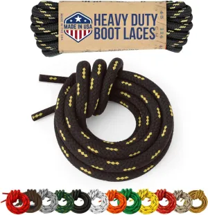 Honey Badger Boot Laces, USA Made Indestructible Shoelaces, Round Heavy Duty Bootlaces for Work & Hiking