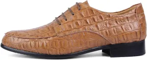 HOOENG Dress Oxford for Men Lace Up Crocodile Embossed Apron Toe Derby Shoes Leather Non Slip Resistant Rubber Sole Low Top Block Heel Business (Color : Light Brown, Size : 8.5)