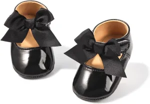 HsdsBebe Infant Baby Girls Mary Jane Flats Bow Non-Slip Soft Sole Princess Toddler First Walkers Sneaker Wedding Dress Shoes