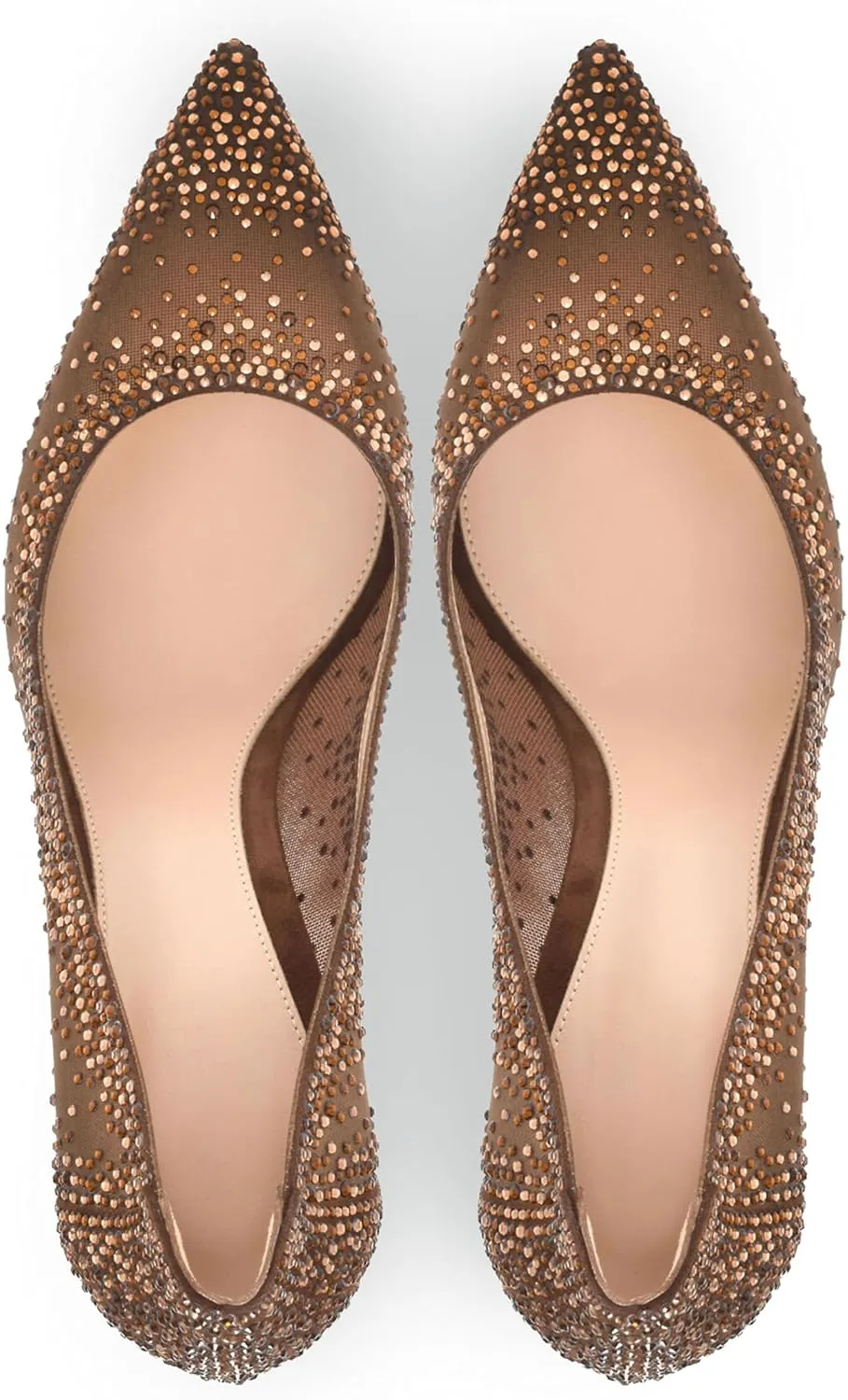 iadore Women Fashion Low Kitten Heel Pumps Sexy Rhinestone Splicing Mesh Suede Slingback Shoes Classic Wedding Party Pumps Size 5-12 US