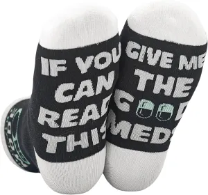 InnoBeta Get Well Soon Gifts for Men After Surgery, Get Well Soon Basket Women, One Size Unisex Crew Socks, If You Can Read This Give Me The Good Meds