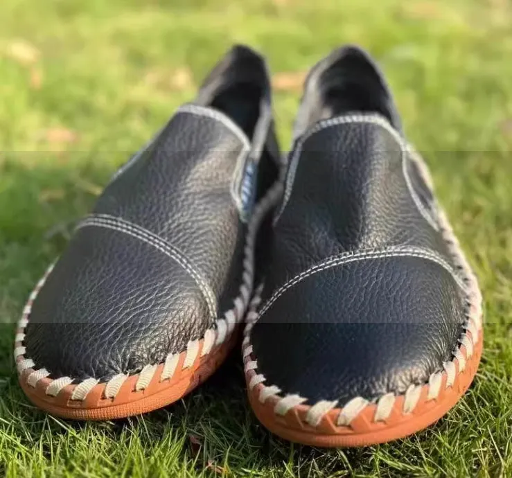 Italian Handmade Cowhide Leather Soft Sole Breathable Leather Shoes Comfortable Casual Shoes