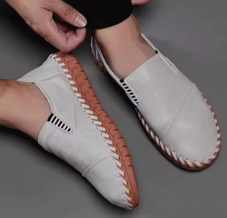 Italian Handmade Cowhide Leather Soft Sole Breathable Leather Shoes Comfortable Casual Shoes