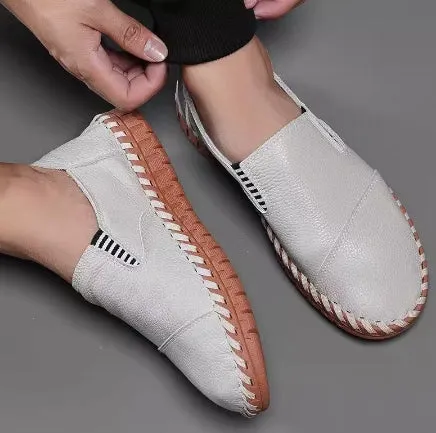 Italian Handmade Cowhide Leather Soft Sole Breathable Leather Shoes Comfortable Casual Shoes