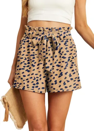 IWOLLENCE Womens Shorts with Pockets Summer Casual Shorts for Women Waist Casual Lightweight Adjustable Tie Knot Loose