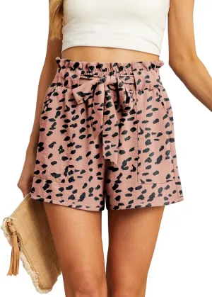 IWOLLENCE Womens Shorts with Pockets Summer Casual Shorts for Women Waist Casual Lightweight Adjustable Tie Knot Loose