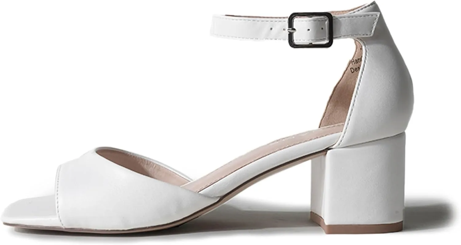 J. Adams Ruth Heeled Sandal – Low Block Heels for Women, Short Heel Bridal & Wedding Shoes, Dressy Prom Heels, Elegant Formal Dress Shoes for Bride