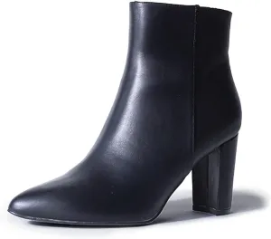 J. Adams Women's Wallice Ankle Booties - Chic Pointed Toe Block Heel Boots with Side Zipper - Comfortable and Stylish Dress Boots for Everyday Wear