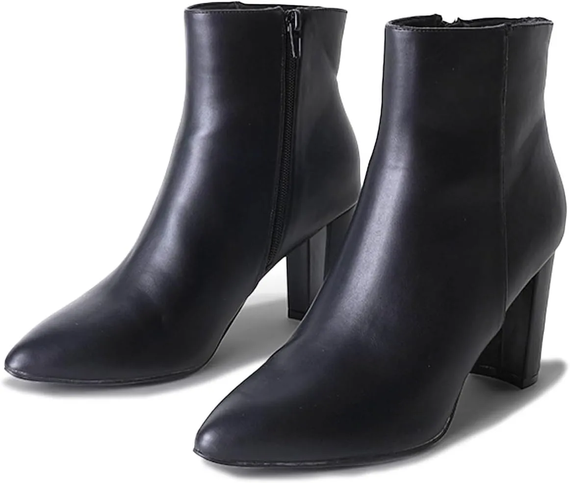 J. Adams Women's Wallice Ankle Booties - Chic Pointed Toe Block Heel Boots with Side Zipper - Comfortable and Stylish Dress Boots for Everyday Wear