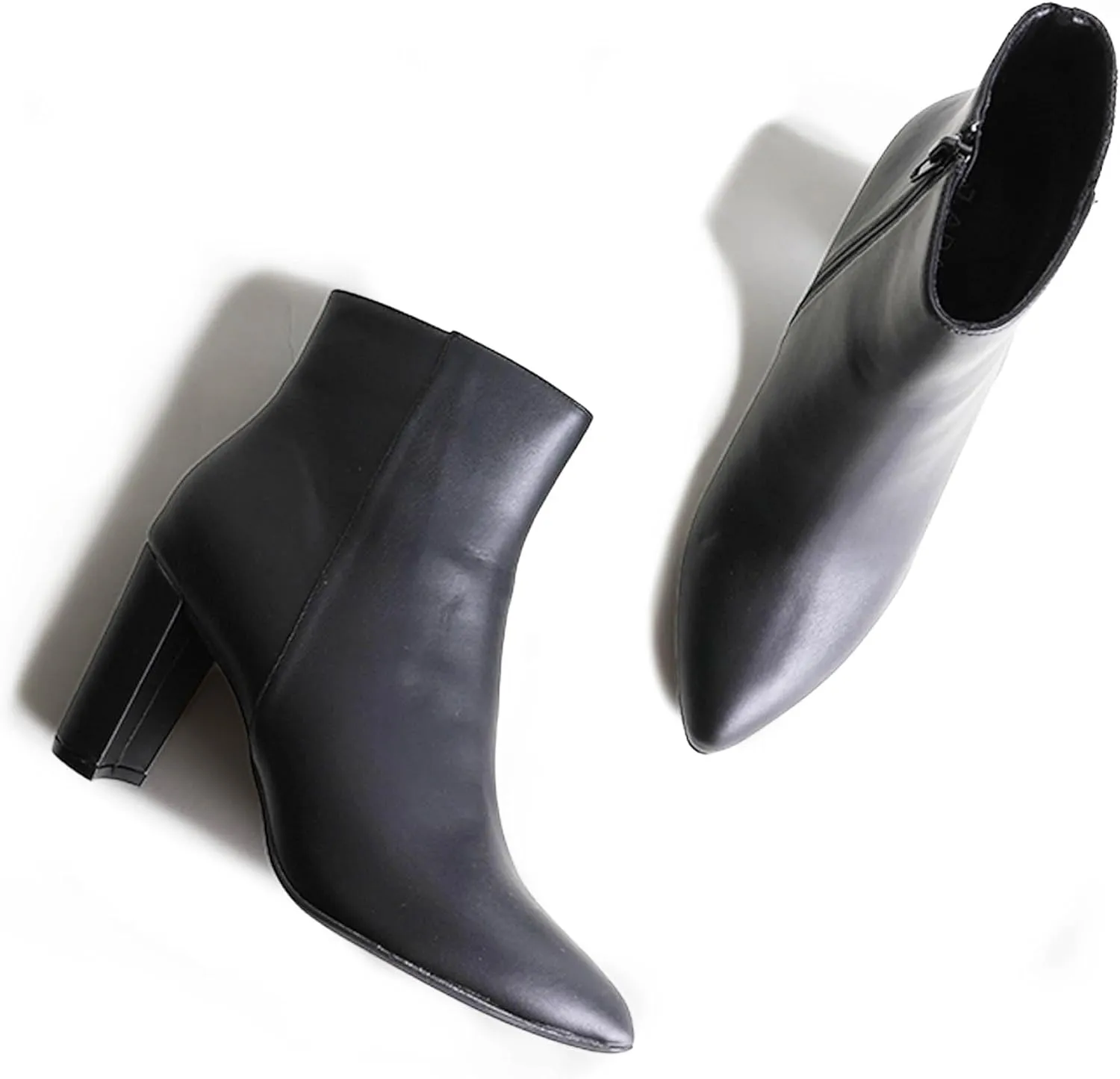 J. Adams Women's Wallice Ankle Booties - Chic Pointed Toe Block Heel Boots with Side Zipper - Comfortable and Stylish Dress Boots for Everyday Wear