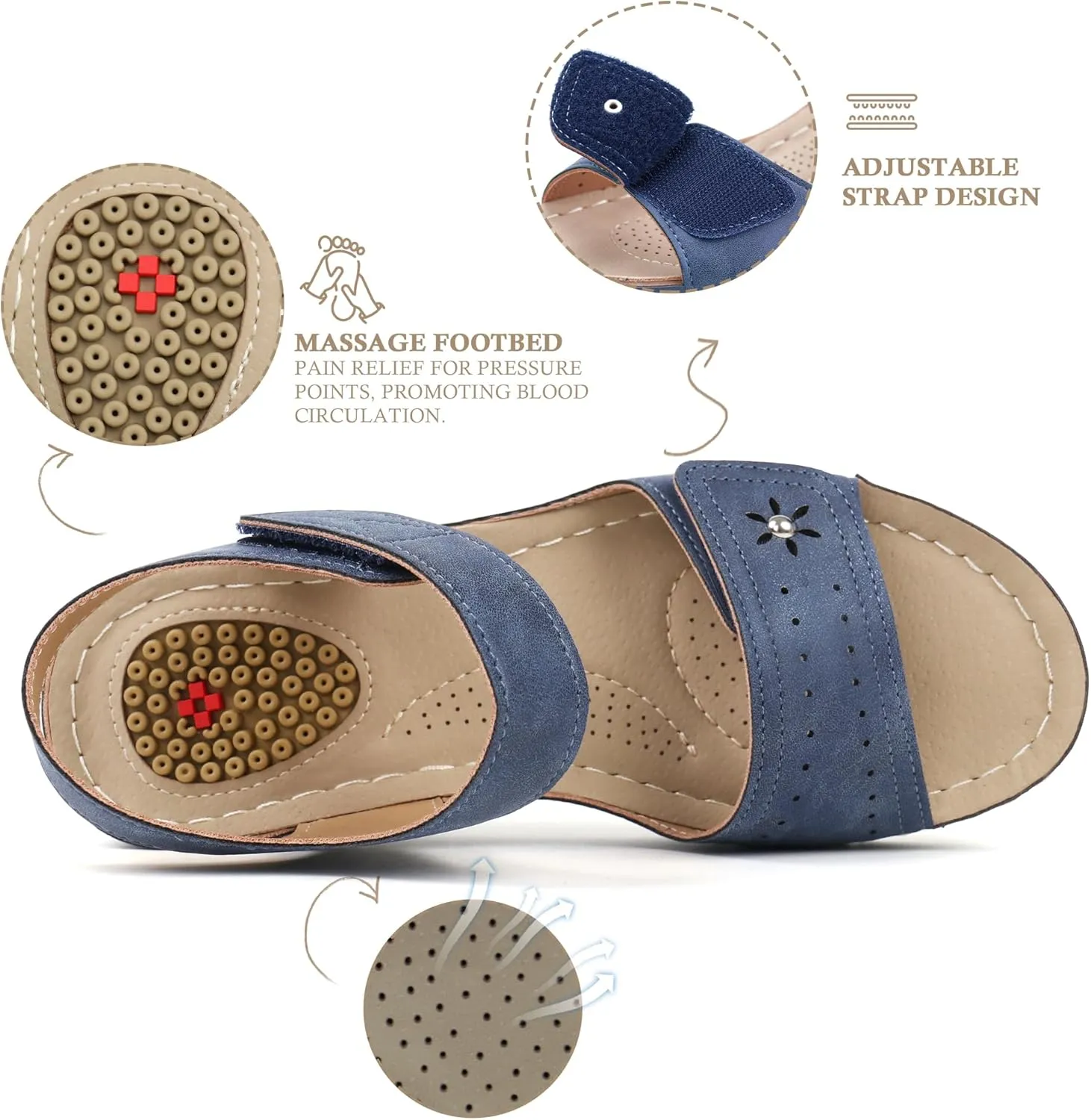 JABASIC Women Comfortable Sandals Orthotic Walking Sandals Orthopedic Arch Support Sandals