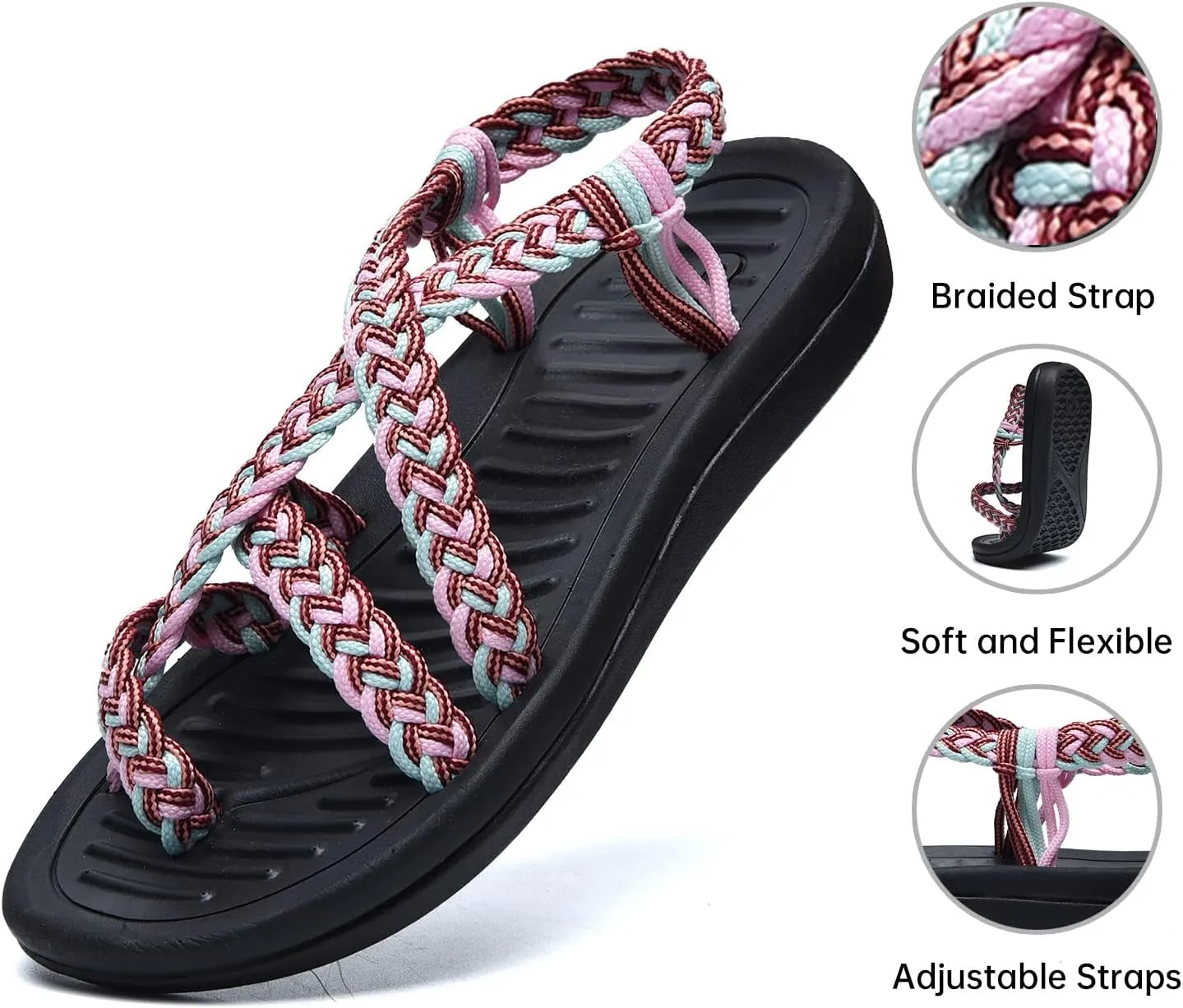 Jinta Shoes Comfortable Walking Sandals for Women Flat Hiking Arch Support Athletic Sandals Perfect for Beach Long Walks Outdoor Poolside