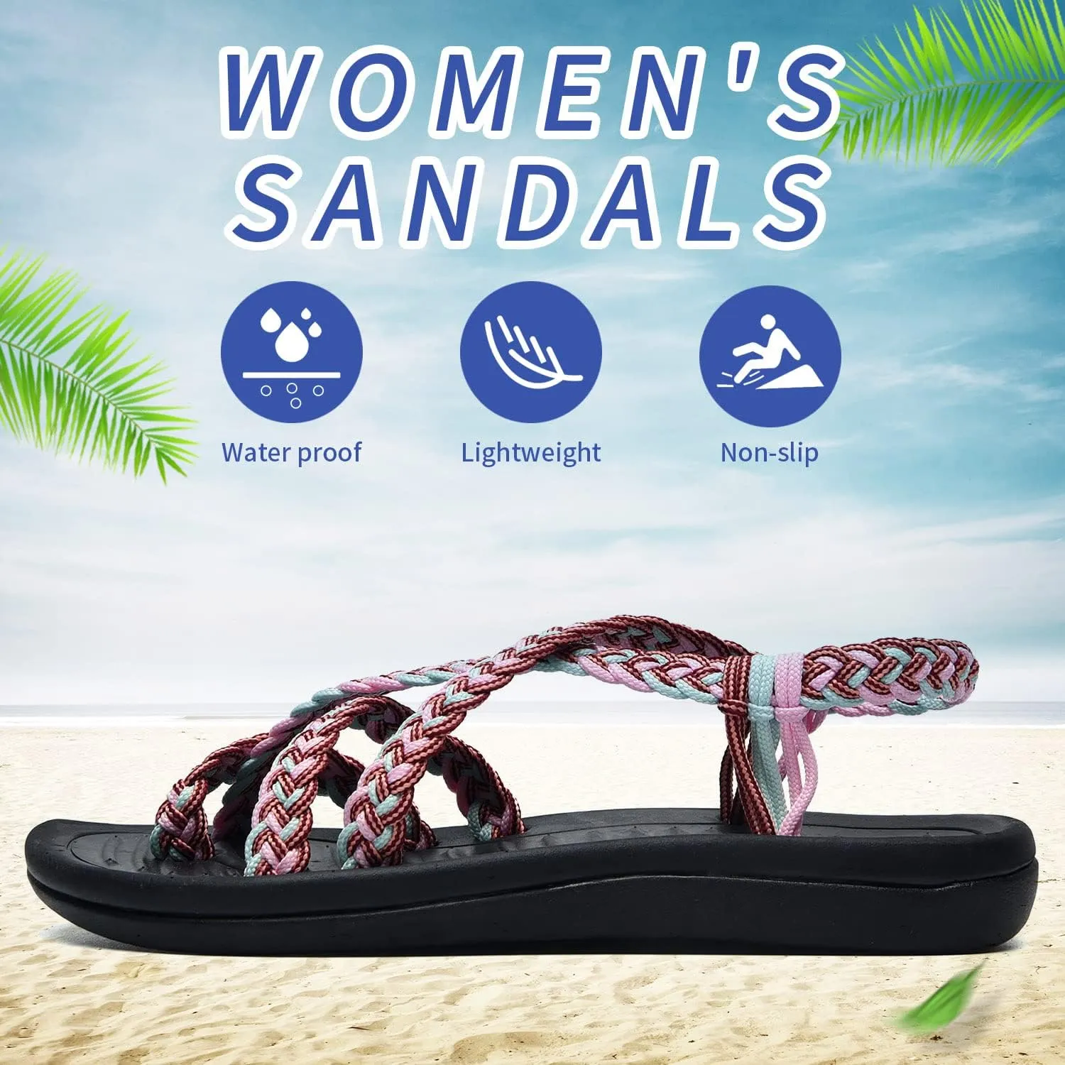 Jinta Shoes Comfortable Walking Sandals for Women Flat Hiking Arch Support Athletic Sandals Perfect for Beach Long Walks Outdoor Poolside
