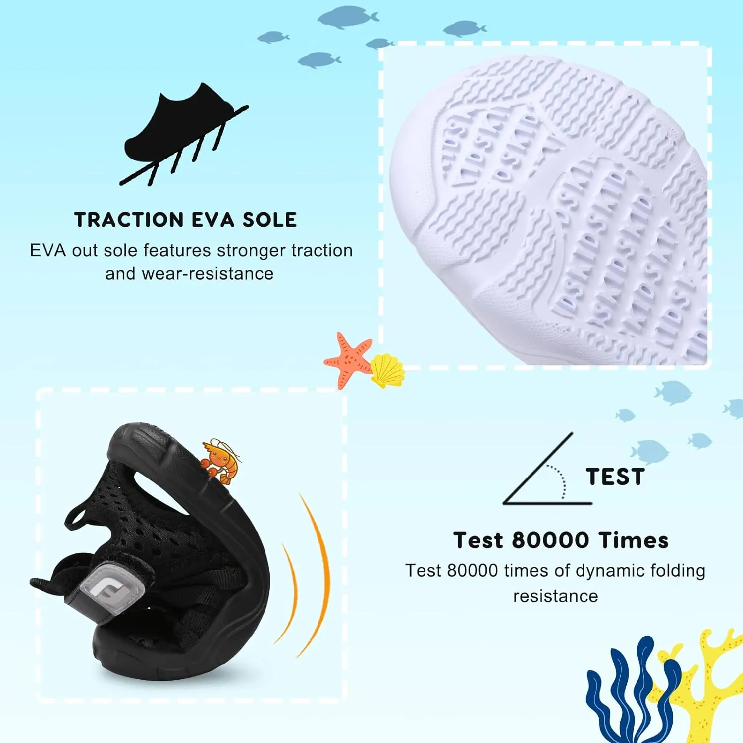 JOINFREE Toddler Boys Girls Water Shoes Breathable Qucik Dry Sport Beach Sandals Lightweight Barefoot Flexible