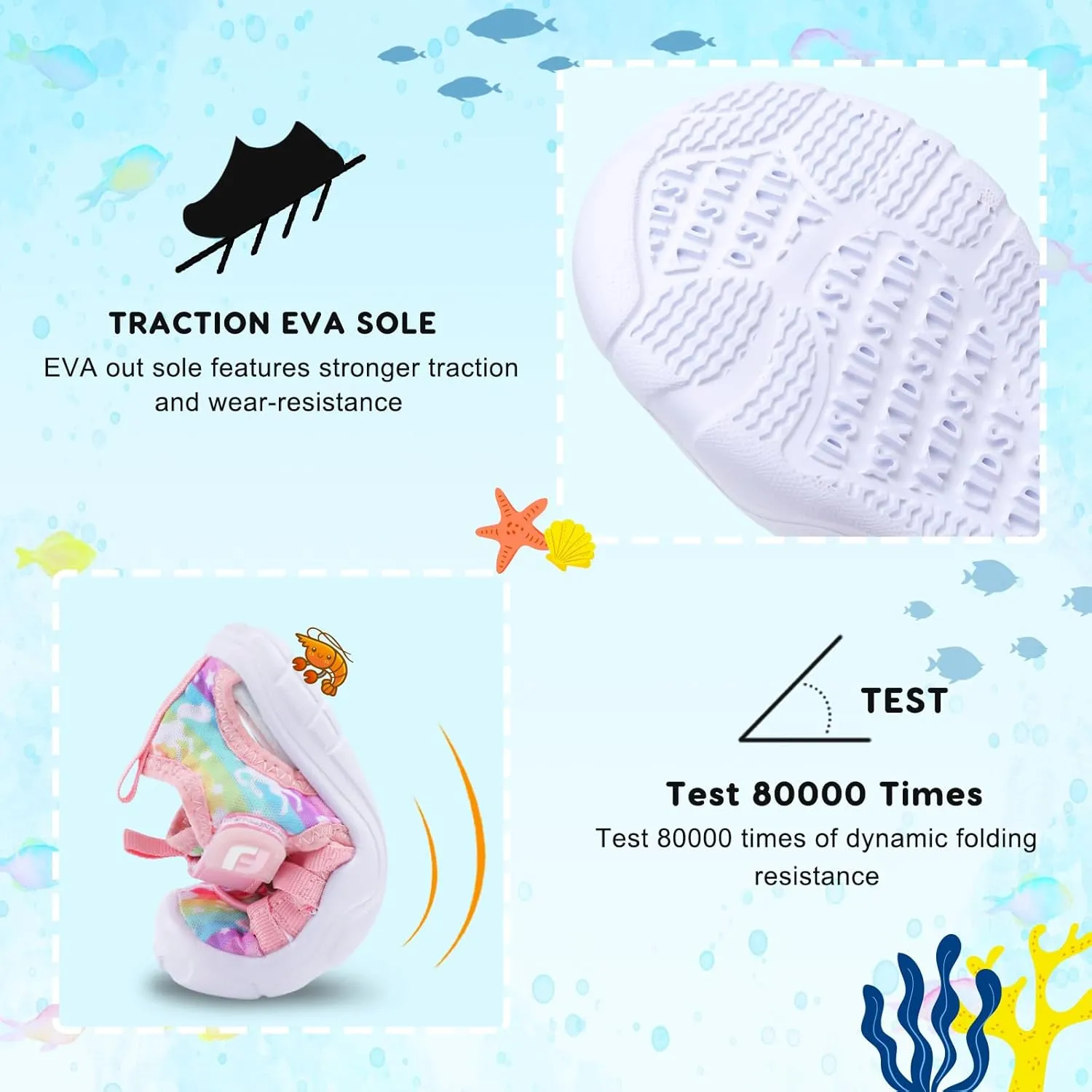 JOINFREE Toddler Boys Girls Water Shoes Breathable Qucik Dry Sport Beach Sandals Lightweight Barefoot Flexible