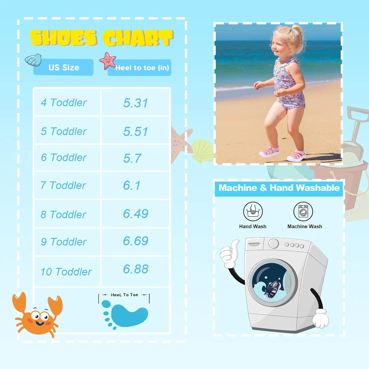 JOINFREE Toddler Boys Girls Water Shoes Breathable Qucik Dry Sport Beach Sandals Lightweight Barefoot Flexible