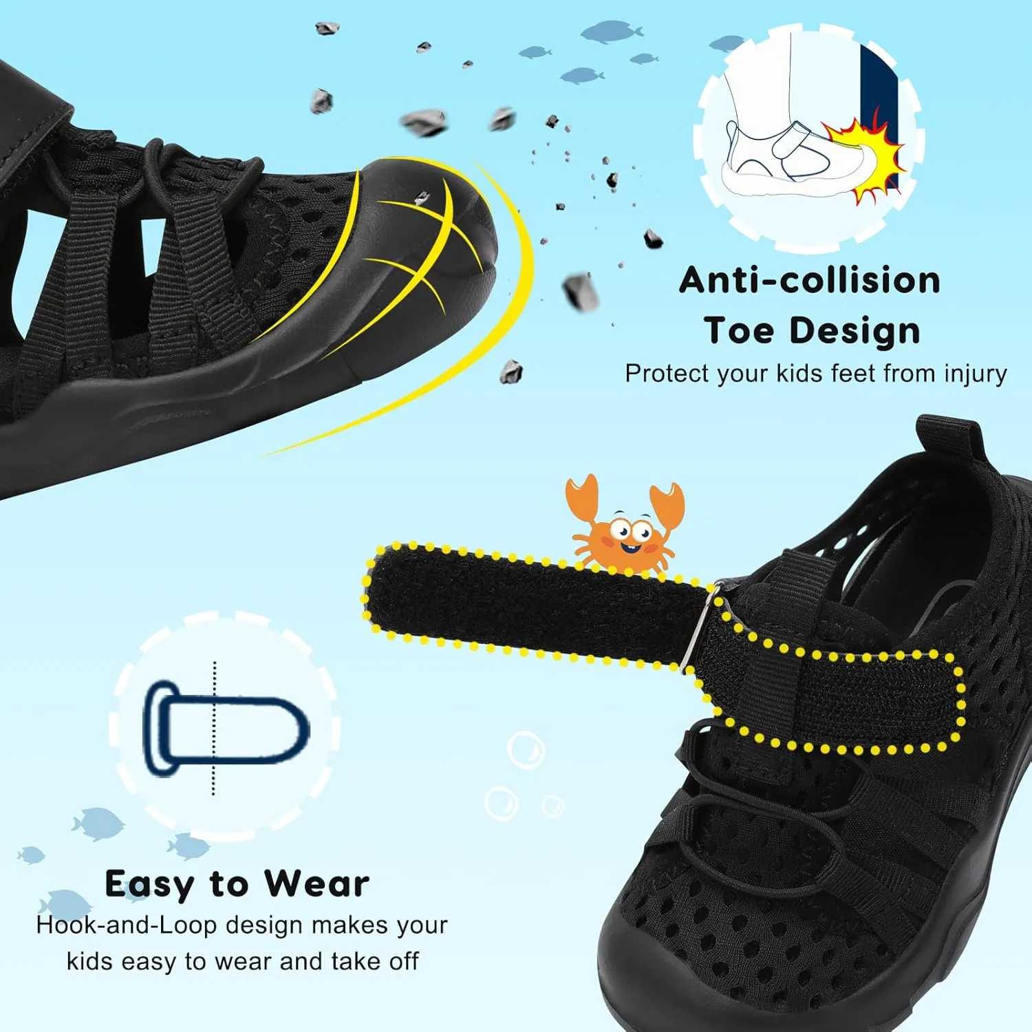 JOINFREE Toddler Boys Girls Water Shoes Breathable Qucik Dry Sport Beach Sandals Lightweight Barefoot Flexible