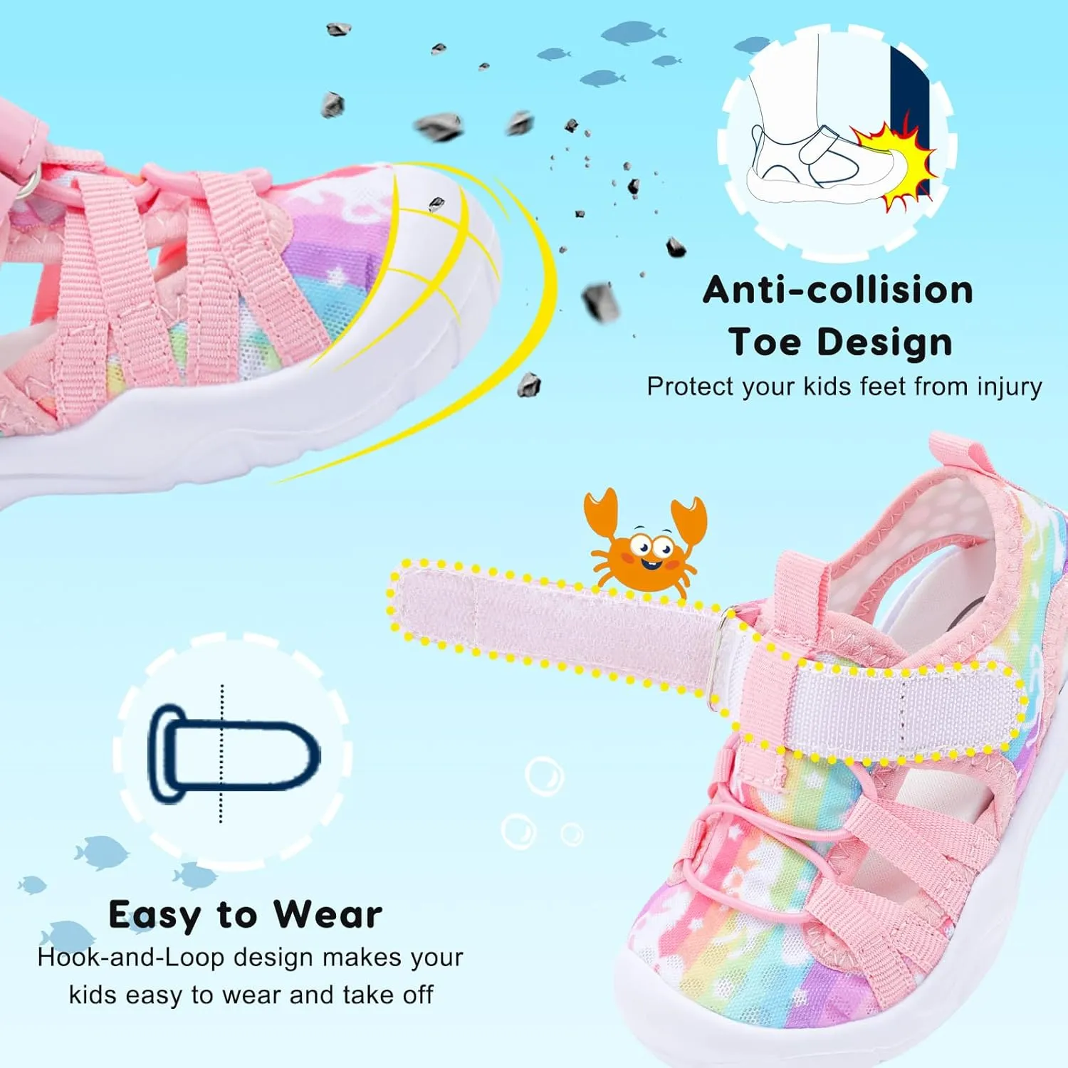 JOINFREE Toddler Boys Girls Water Shoes Breathable Qucik Dry Sport Beach Sandals Lightweight Barefoot Flexible
