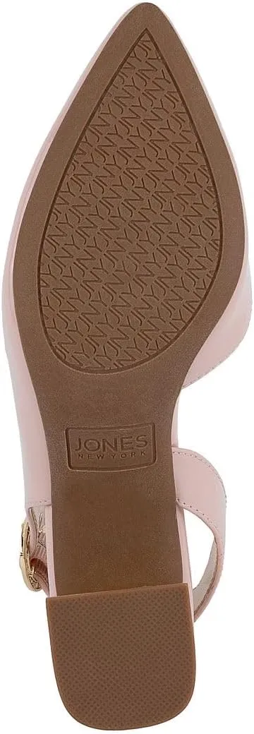 Jones New York Women's Patent Slingback Heeled Sandals | Block Heel Dress Shoes with Buckle | Open-Toe/Closed-Toe Elegant & Comfortable Footwear for Formal Events, Parties & Weddings