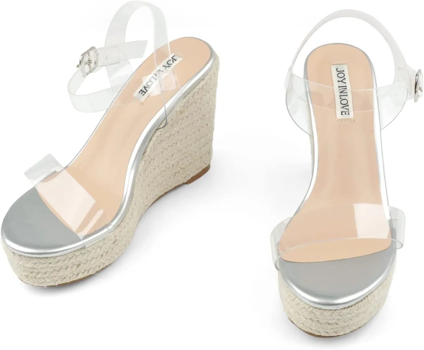 JOY IN LOVE Womens Espadrilles Wedge Sandals Platform Heels Ankle Strap Open Toe Buckle Sandals