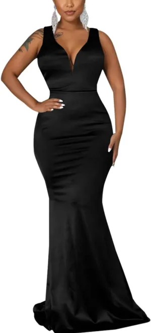 JTNFairy Women's Sexy Ruffle Sleeveless One Shoulder Bodycon Dresses Classy Pencil Curvy Party Evening Long Formal Dress