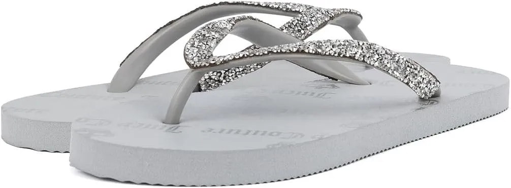 JUICY COUTURE Flip Flops, Soft Lightweight Beach Sandals for Women, Casual Slippers Shower Beach Pool Flat Slides Shoes