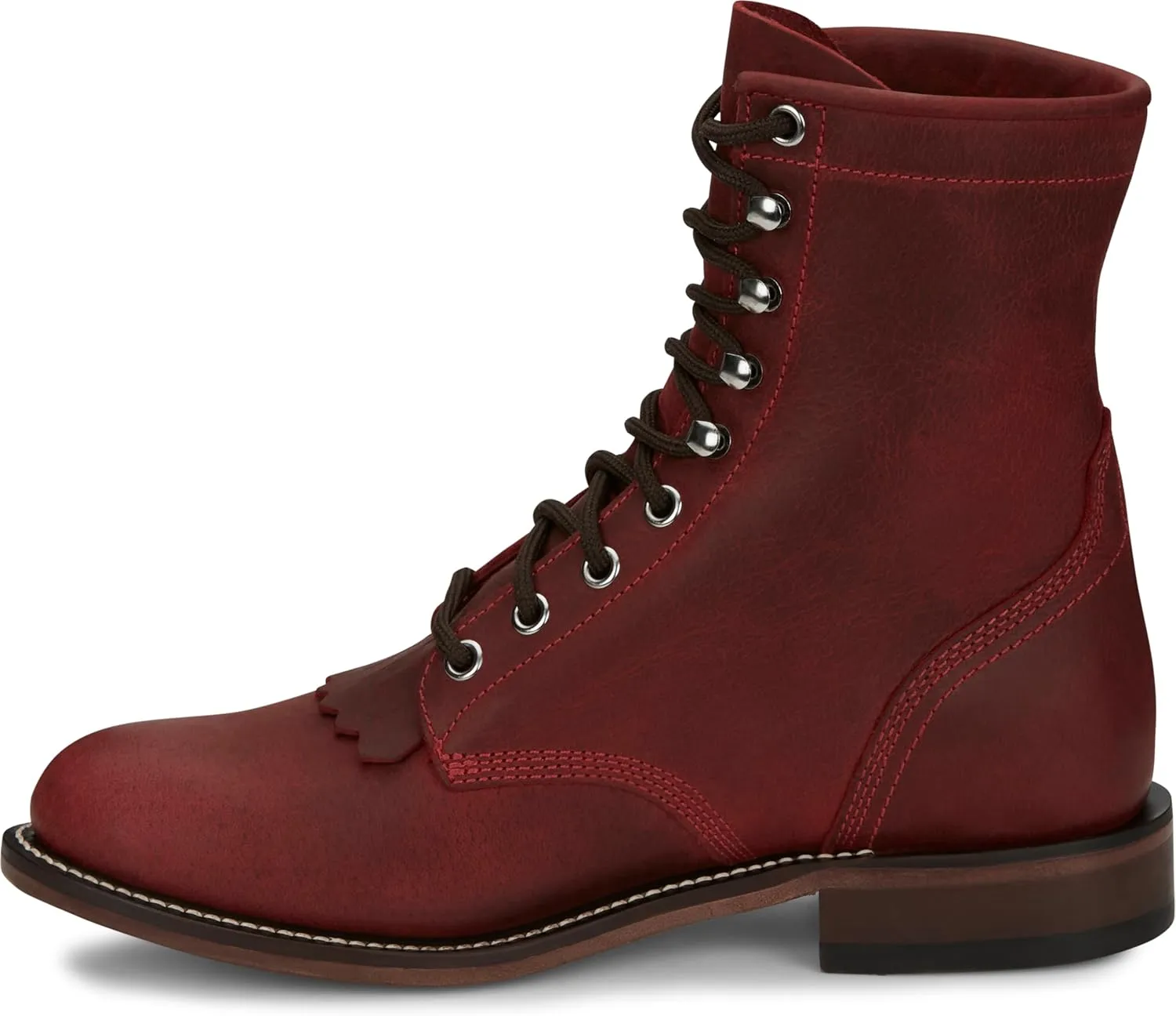 Justin Mckean 7" Lace-Up Roper Women's Western Boot, Durable Leather, Casual Style, Comfortable Footwear