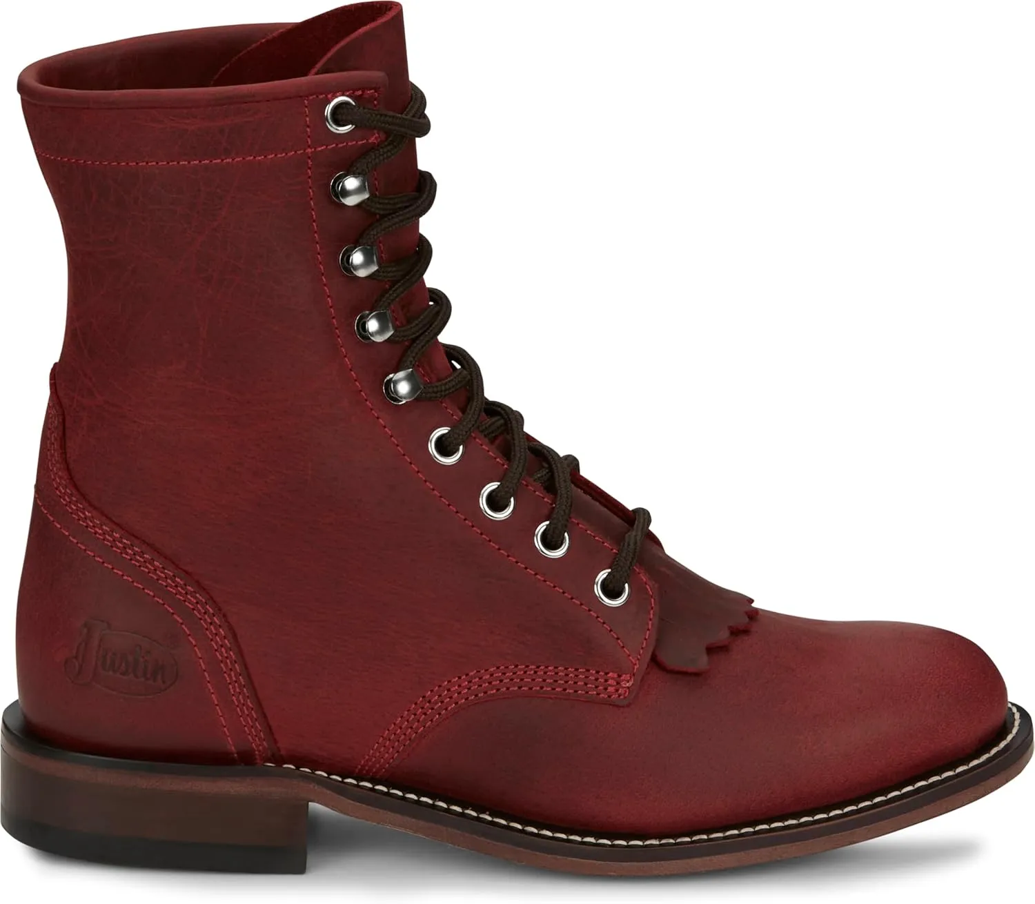 Justin Mckean 7" Lace-Up Roper Women's Western Boot, Durable Leather, Casual Style, Comfortable Footwear