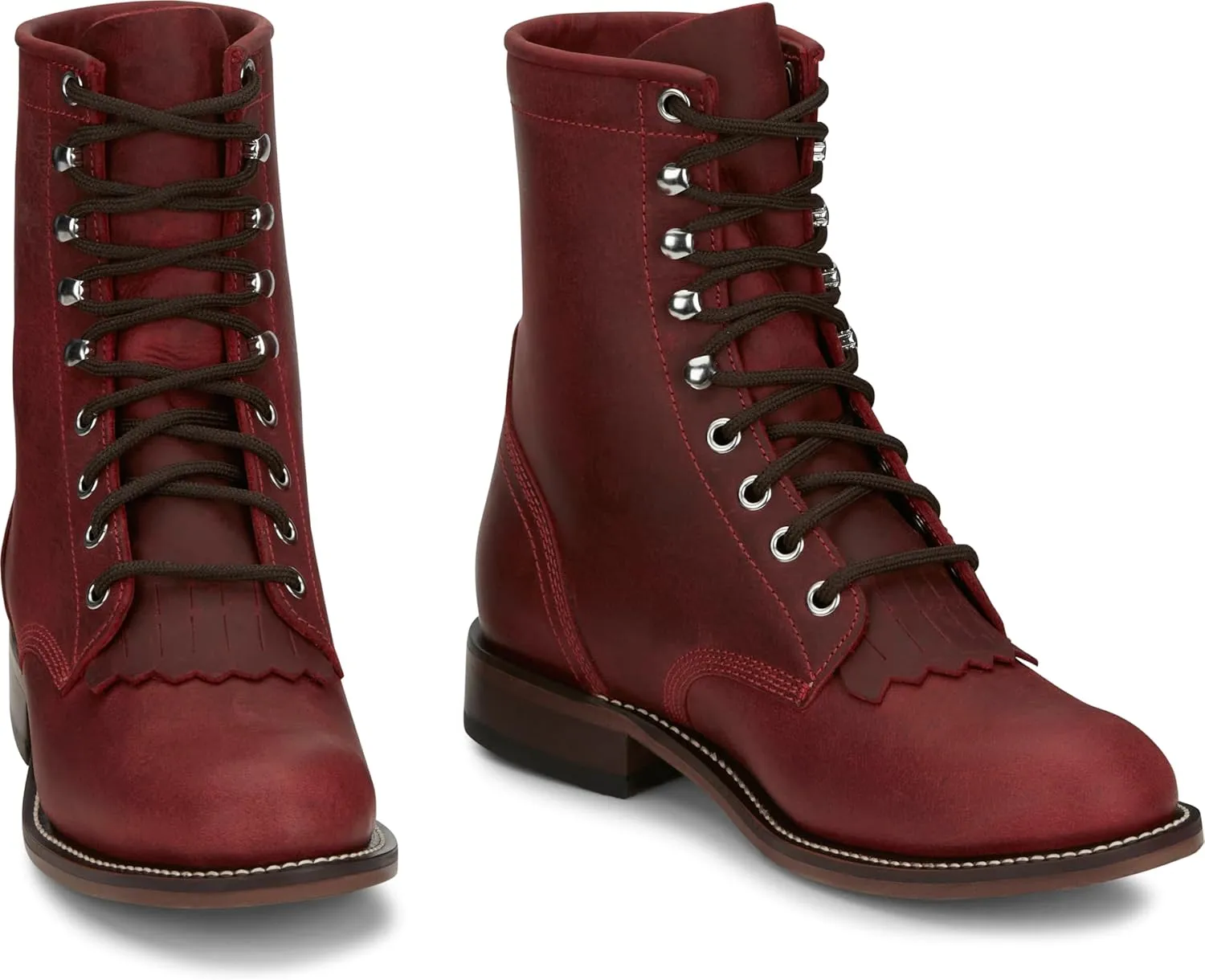 Justin Mckean 7" Lace-Up Roper Women's Western Boot, Durable Leather, Casual Style, Comfortable Footwear