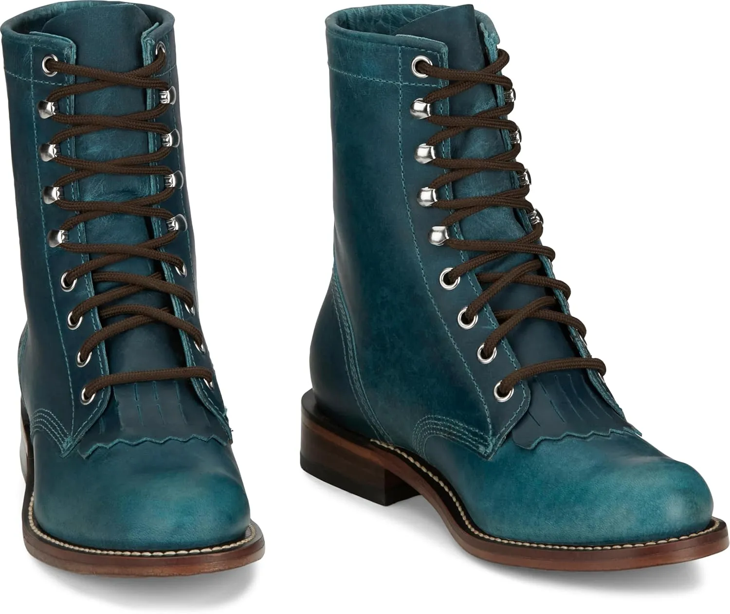 Justin Mckean 7" Lace-Up Roper Women's Western Boot, Durable Leather, Casual Style, Comfortable Footwear