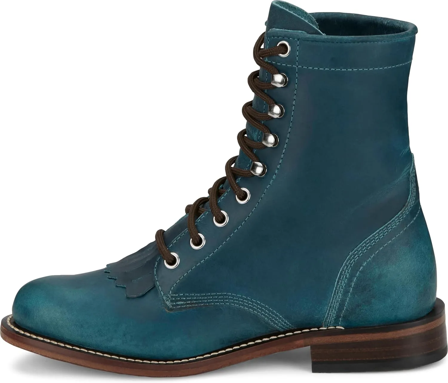 Justin Mckean 7" Lace-Up Roper Women's Western Boot, Durable Leather, Casual Style, Comfortable Footwear