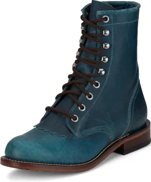 Justin Mckean 7" Lace-Up Roper Women's Western Boot, Durable Leather, Casual Style, Comfortable Footwear