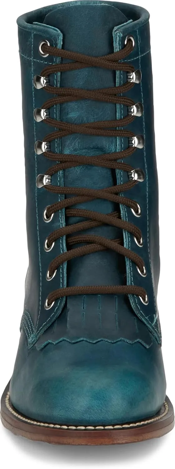 Justin Mckean 7" Lace-Up Roper Women's Western Boot, Durable Leather, Casual Style, Comfortable Footwear