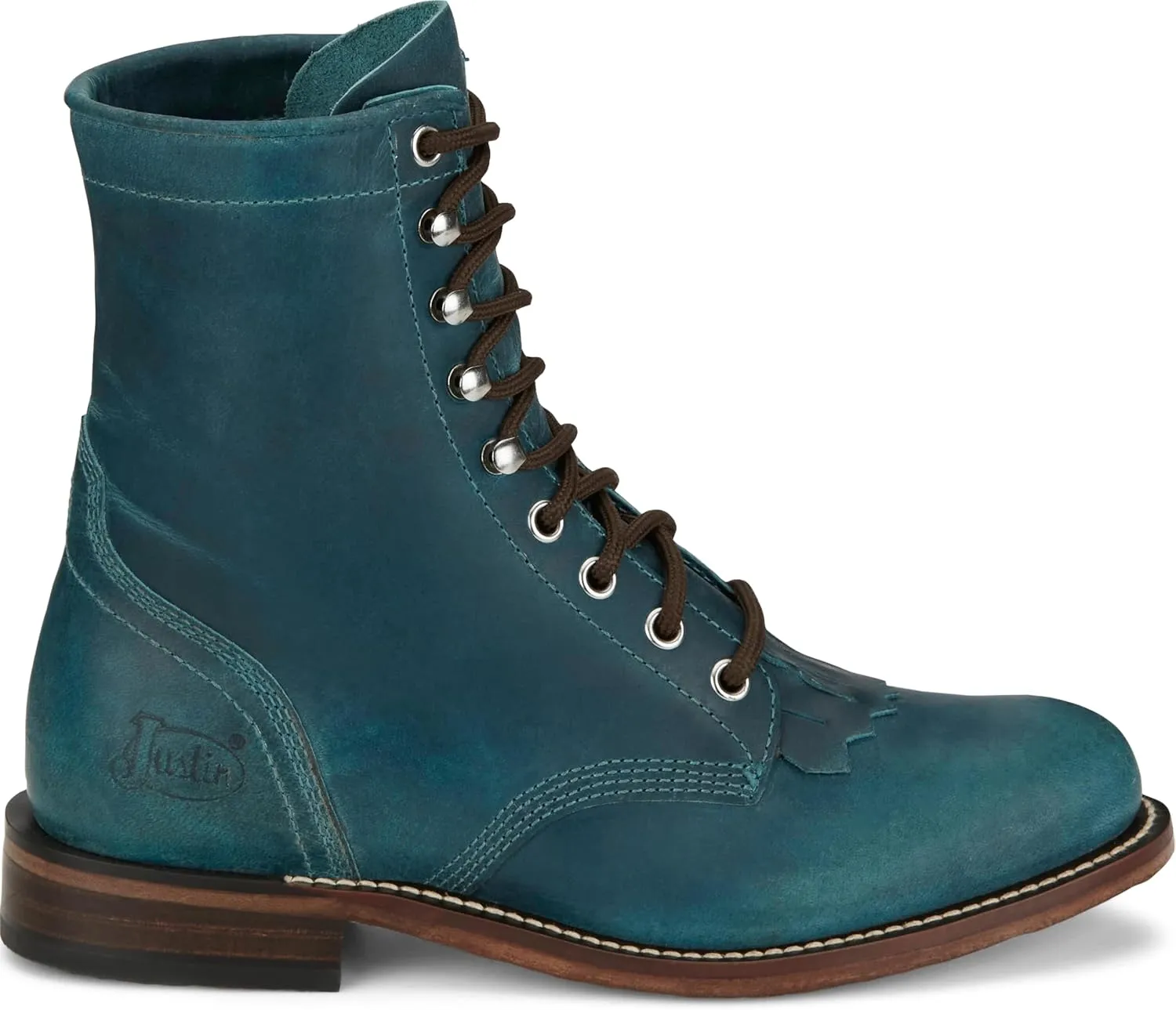 Justin Mckean 7" Lace-Up Roper Women's Western Boot, Durable Leather, Casual Style, Comfortable Footwear
