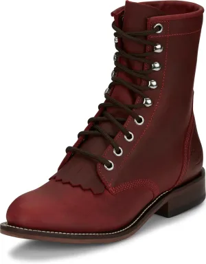 Justin Mckean 7" Lace-Up Roper Women's Western Boot, Durable Leather, Casual Style, Comfortable Footwear