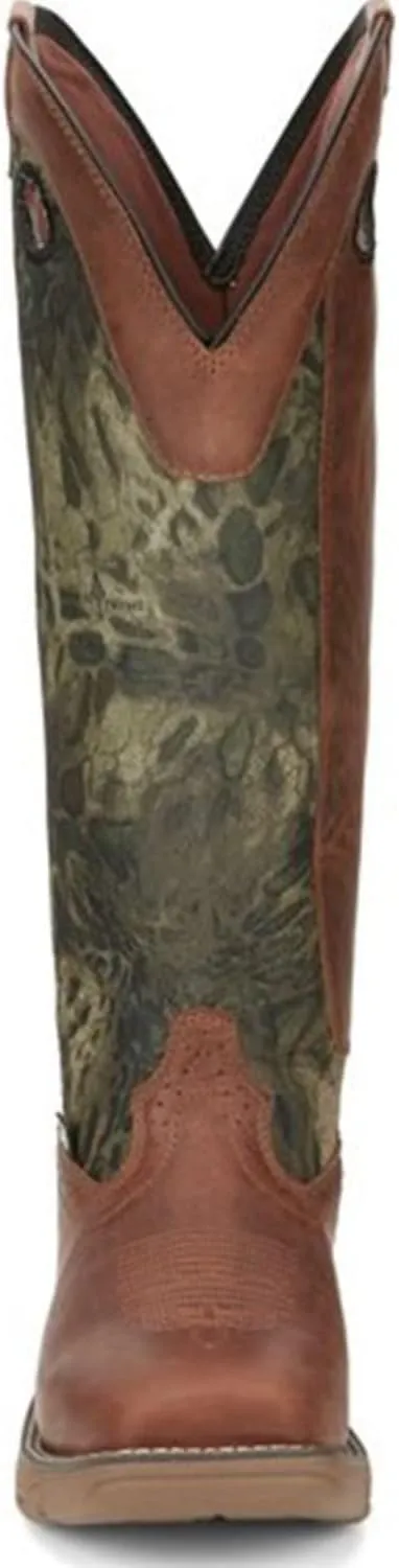Justin Men's Rush Strike Camo Shaft Leather Pull On Snake Boot Square Toe - Se4380