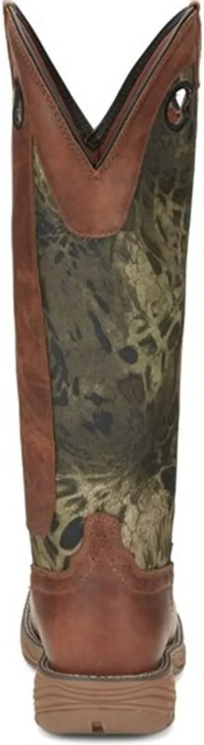 Justin Men's Rush Strike Camo Shaft Leather Pull On Snake Boot Square Toe - Se4380